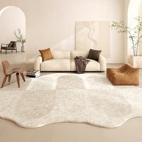 Tapis de Style crème française pour salon, forme irrégulière, ligne de décoration de chambre à coucher, peluche douce et moelleuse, épais et lavable