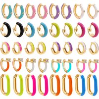 Minimalist Small Colorful Enamel Round Hoop Earrings for Women CZ Zircon Piercing Cartilage Huggie Earrings Fashion Jewelry