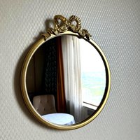 Luxury Gold Round Wall Mirror Room Decoration Vintage French Style Vanity Wall Mirrors Bedroom Bathroom Entryway Home Decor Gift
