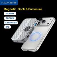 Acasis 10Gbps Magnetic M.2 NVMe SSD Enclosure & USB-C Docking Station TF/SD 3.0 4K 60HZ for iPhone 17/17 Pro/iPhone 16/16 Pro
