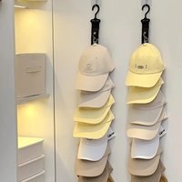 1Pcs Stainless Steel Hat Organizer with 8 Clips Holds Up to 8 Baseball Caps Hat Storage Rack for Closet