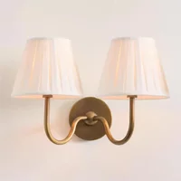 Retro All Copper Linen Wall Lamp Double Head Bedroom Bed Simple Living Room Corridor Bathroom Mirror Headlight Xiffenty