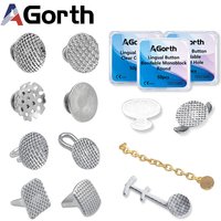 50Pcs Dental Orthodontic Metal Lingual Buttons Ceramic Composite Bondable Traction Hook for Braces Ortodoncia Materiales