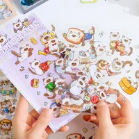 Journamm 4sheets PET Cute Cat Stickers for Scrapbooking Journaling DIY Decoration Planners Notebooks Album Art Crafts