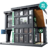 Coffee House Building Set City Street View Building Blocks Toy, Warm and Beautiful Environment Gift ,for 8-12 boy or girl,581PCS