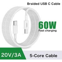 PD 60W USB C to Type C Cable for iPhone 17 16 15 iPad Fast Charging cord for Samsung Google Huawei Xiaomi Weaving tablet 3A line