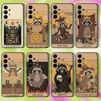 Raccoon Tarot Art Phone Case For Samsung S25,S24,S21,S22,S23,S30,Ultra,S20,Plus,Fe,Lite,Note,10,9,5G Black Cover