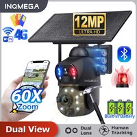 INQMEGA 6K 12MP 60X Zoom 4G Solar Camera Dual Lens Dual Screen Human Detect Auto Tracking Outdoor 10W Solar Panel WIFI CCTV UBOX