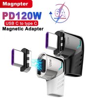 PD 120W Usb C To Type C Magnetic Adapter Fast Charging USB Type-C Magnetic Converter Magnetic Cable Right Angle USB C Connector