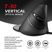 T-30 Ergonomic Vertical Wired Mouse, 6 Buttons Adjustable DPI Optical Gaming Mouse with Detachable Palm Rest, for PC Laptop.