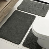 3PCS simple imitation cashmere bathroom floor mat U-shaped light luxury absorbent non-slip foot mat drainage mat carpet