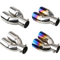 1Pc Universal Car Exhaust Muffler Tip Round Stainless Steel Car Tail Rear Chrome Round Exhaust Pipe Tail Muffler Tip Pipe Silver