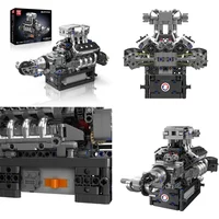 Mould King V8 V12 Engine Motorized Simulation Model Electrically Driven Building Blocks Technical Car Parts LSX454 10171 10088