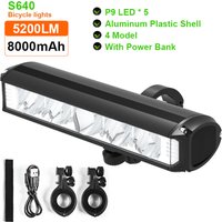 AliExpress Wind&Moon Bicycle Light 8000mAh 5 LED Bike Light Front Rechargeable LED Flashlight 5200LM Headlight with Power Bank Bicycle Accessories