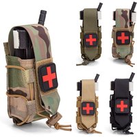 Tactical MOLLE TQ Tourniquet Holder IFAK First Aid Kit Pouch With Bungee Cord Cross Patch For Outdoor EMT