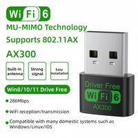 AX300 WIFI6 New Mini USB Adapter 2.4G 802.11AX Wireless Encryption Dongle Drive Free Wireless Network Card for Win7/10/11,Linux