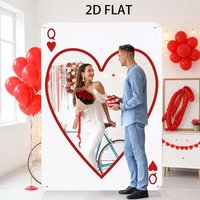 Romantic Theme 2D Photo Booth Flag Love Heart Cartoon Bear Party Photo Prop Red Series Porch Decoration Decorative Flags Party