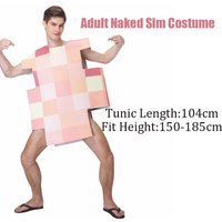 Unisex Men Nudity Mosaic Carnaval Halloween Fancy Dress Up Women Funny Couple Naked Sim Cosplay Adult Nude Costume