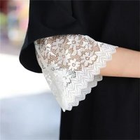 Fashion Soft Lace Sleeves Solid Color Elastic Wrist Decorative Cuffs Breathable Mesh Bell Sleeves for Casual Outfits