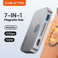 CABLETIME 7-in-1 USB C Hub with NVMe SSD Support 4K ProRes Video Recording SD/TF 3.0 Strong Magnetic Attachment for iPhone 17