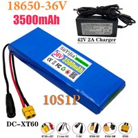 Large Capacity 36V 3500mAh 10S1P 18650 Lithium-ion Rechargeable Battery Pack 3.5Ah, with BMS 500W, Equipped with 42V 2A Charger