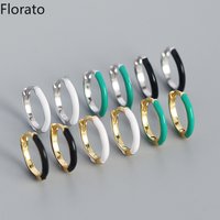 Florato 925 Sterling Silver Ear Needle Sweet Romantic Enamel Hoop Earrings round earrings for women Party Fashion Jewelry Gifts