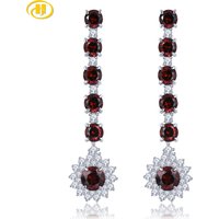 Natural Garnet 925 Sterling Silver Earrings 4.5 Carats Genuine Gemstone Fashion Style Fine Jewelry for Anniversary Gift