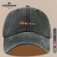 1pc Strawberry Print Baseball Cap Suitable for Both Men And Women, Featuring a Vintage Distressed Design. This Stylish And Light
