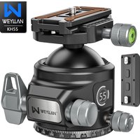KH55 55mm Ball Head for Heavy DSLR Sealed CNC Aluminum 360° Panoramic Tripod Head Mount Arca Swiss Quick Release Plate Load 40kg