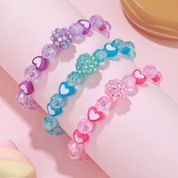 3Pcs/set Colorful Ball Heart Beaded Stretch Bracelets for Princess Girl Best Friend Daughter Party Birthday Gifts