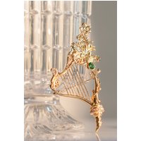 The Sound of the Qin Fashionable Retro Classical Harp Brooch Luxury High-end Corsage Versatile Suit Big Sweater Pin