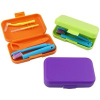 1Box Portable Travel Dental Cleaning Care Kit Foldable Toothbrush Tongue Scraper Interdental Brush Oral Cleaning Storage Case
