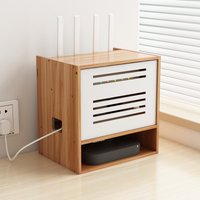 Wireless Wifi Router Concealment Shelf TV Cabinet Cable Storage Box Optical Router Box Placement Shelf Wood Color Home Or...