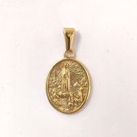 Hip Hop Jesus & Virgin Mary Pendant Necklace - 18K PVD Gold Plated Stainless Steel Jewelry for Men Gift