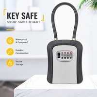 Key Lock Box 4 Digit Combination Key Safe Box Waterproof Key Storage Lock Box with Removable Chain Security Anti-theft