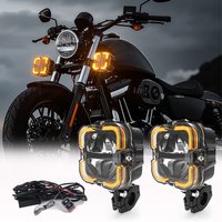 Motorcycle Headlight Fog Lights Led Auxiliary Driving Light Spotlight Emark Dual Color Flasher Moto Fog Lamp 12V Led Work Light