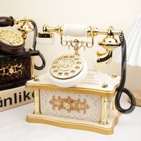 Vintage Retro Rotary Dial Telephone Music Box European Style Telephone Storage Decor for Bar Cafe Creative