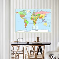 World Map -Educational Map Poster Prints Wall Hanging,Geographical Tool, Education Tools,Home School Classroom Supplies