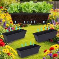 3Pcs Window Box Planter Rectangular Pots Container Garden Flower Plant Pot For Home Decor Porch Patio Windowsill Yard