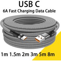 USB Typ C 6A Super-Ladekabel Für Huawei USB C Erweiterte 1m 2m 3m 5m 8-Meter Kabel Für Xiaomi Vivo Leeco OnePlus Oppo