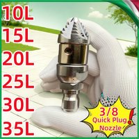 3/8 Sewer Rotate Jetting Nozzles Drain Cleaner Nozzles Pipeline Cleaning Tools Pressure Washer Accessories Flow Rate 10L~35L/Min