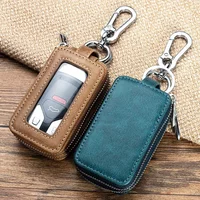 Cowhide PU Leather Double-Layer Key Case - Secure Waist Hanging Car Key Storage - Stylish Mini Bag for Interior Accessories