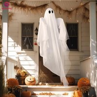 Dekoracja na Halloween w postaci wiszącego, świecącego ducha, przerażająca biała ozdoba w kształcie ducha z diodami LED, idealna do użytku wewnątrz i na zewnątrz, na podwórko, taras, trawnik, do