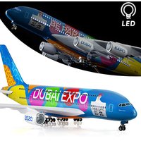 1:160 Scale Large Model Airplane Airbus 380 Plane Emirates Airplanes with LED Light for Collection Gift Office Desktop Decorati