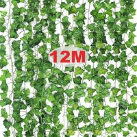 2/12M Artificial Plant Green Ivy Leaf Garland Fake Plant Creeper Hanging Vine Outdoor DIY Garden Wall Wedding Party Home Decor