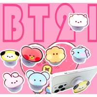 BT21 K-pop cartoon phone holder - transparent plastic phone rotating stress-relieving stand - idol accessories Cooky Koya Shooky
