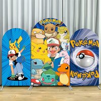 Pokemon Pikachu Game Birthday Party Decorations Arch Backdrop Cover Kids Anime Theme Baby Shower Photo Booth Supplies