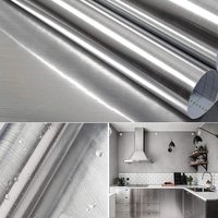 Self Adhesive Stainless Steel Contact Paper Metal Silver Adhesive Kitchen Cabinet Dishwasher Refrigerator Rust Proof Film