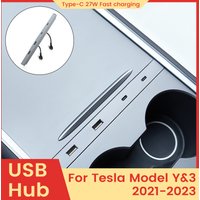 2Hole 4 Hole USB Adapter Shunt Hub for Tesla Model 3 Model Y 2021 2022 2023 High Fit Charging Cable Manager OEM Car Accessories