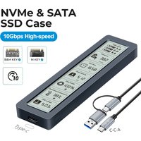M.2 NVMe SATA SSD Enclosure Visual Smart SSD Case USB 3.2 Gen 2 10Gbps SSD Adapter for PC NVME PCIE NGFF SATA SSD Disk Box